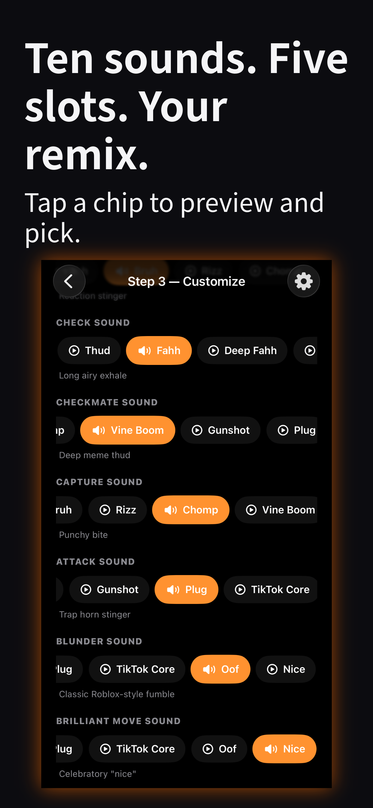 Ten sounds. Five slots. Your remix.